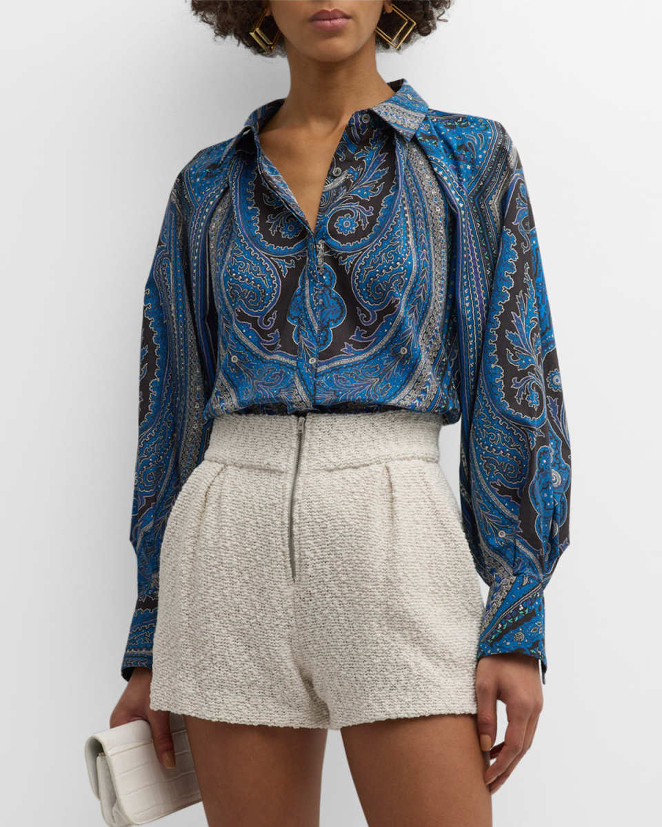 Emerson Paisley-Print Raglan-Sleeve Blous